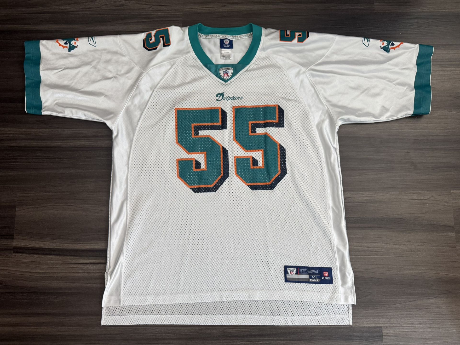 Reebok Miami Dolphins Joey Porter #55 NFL Away White Jersey Adult XL