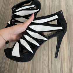 Black And White Platform Heels Size 8