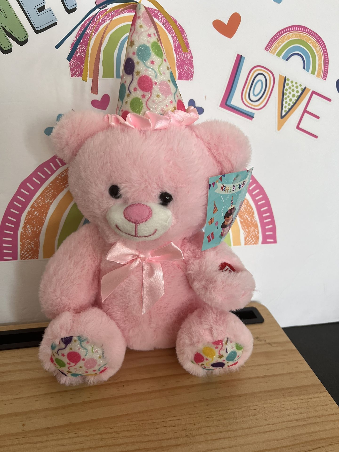 PINK BIRTHDAY SINGING PLUSH! 12 INCH WITH TAGS - Lights Up And Plays HAPPY BIRTHDAY