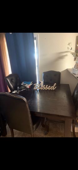 Chocolate, leather kitchen table set