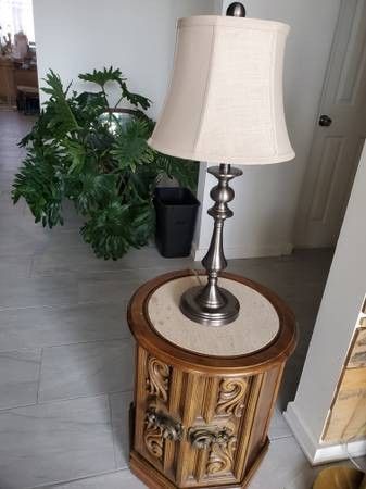 May be Nickle Plated (??) Cute Small Table Lamp