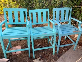 (3) “Restoration Hardware” Outdoor Tall Patio Chairs
