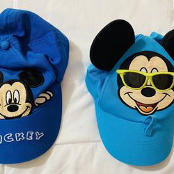 2 Authentic Disney Mickey Mouse Baseball Caps