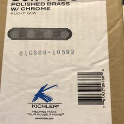 Polish brass with chrome 4 light bathroom light