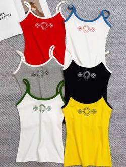 Chrome Tank Top Hearts Red Grey XS S M L