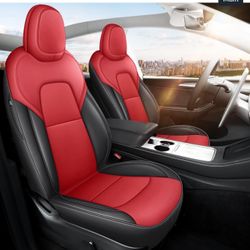 Seat Cover for Tesla Model Y Red and Black Tesla Car Seat Cover 12PCS Waterproof