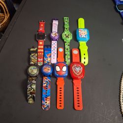 Lot Of 8 Cool Interactive Kids Learning Watches With Super Heroes & Cartoon Characters-All In Working Condition