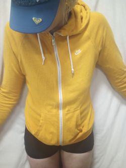 Cotton Blend Hoodie, Nike Sportswear Full Zip Hoodie, Yellow Oarnge