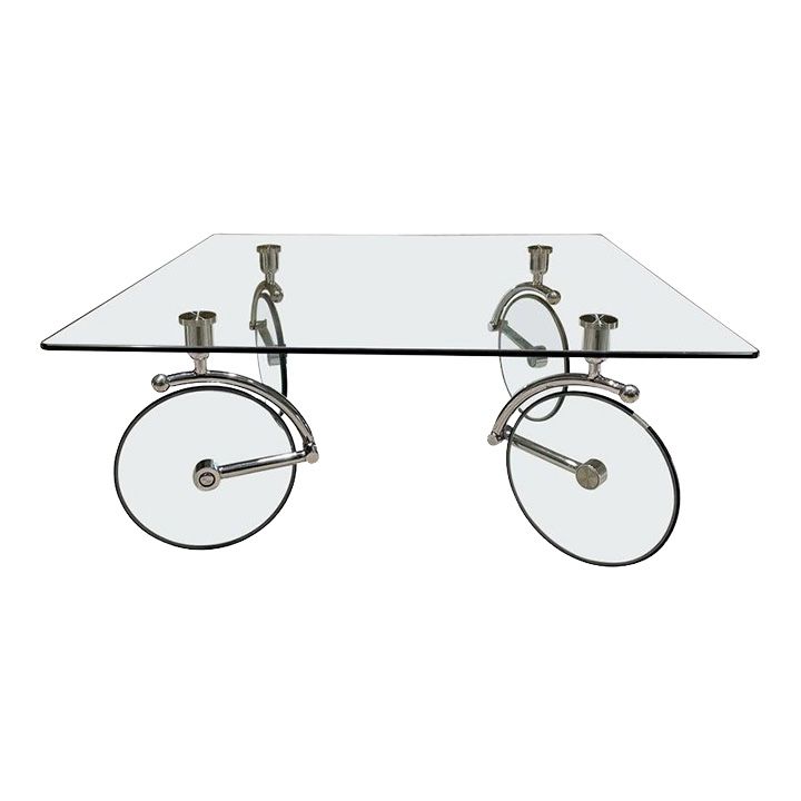 Bicycle wheels glass tour square Coffee Table