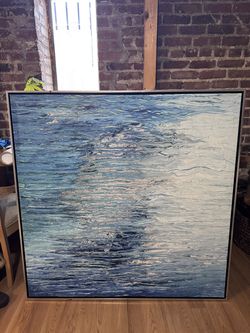 Large framed blue canvas art print