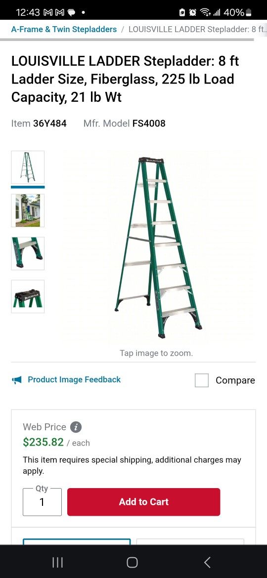 Werner 8ft Fiberglass Ladder