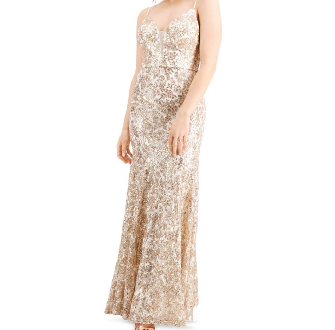 NWT Gold Sequin Gown Prom Dress