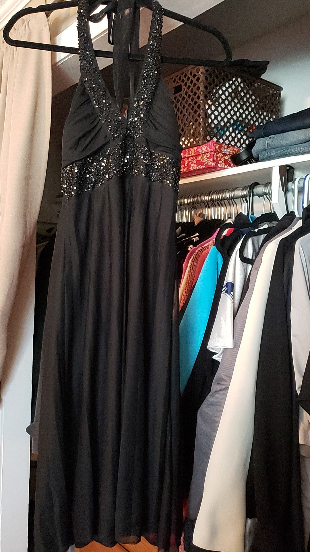 Black halter top dress- sz S
