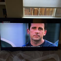 Samsung QLED 75in flat screen with cracked pannel