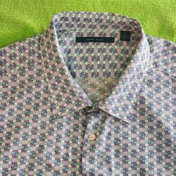 Perry Ellis Men's 3X Geometric Cotton Short Sleeve Button-Up Shirt