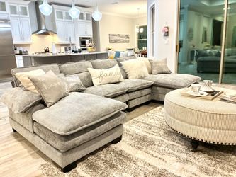 Gray Double Chaise U Sectional