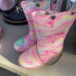 Rain Light Up Boots A Little Girl