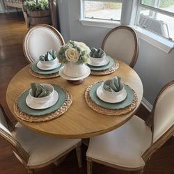 4 World Market Upholstered Cream Chairs