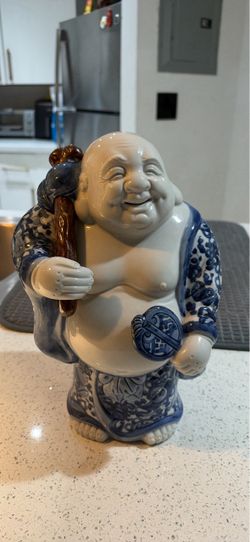 Vintage Japanese Kutani Hotei Porcelain Laughing Buddha Figurine