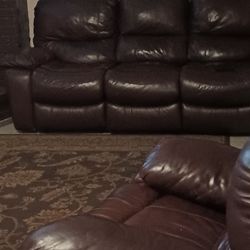 Leather  Sofa And Chair 