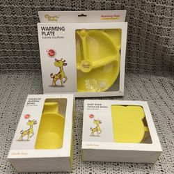 Brand New Giraffe Baby Feeding, Warming Plates And Bowl
