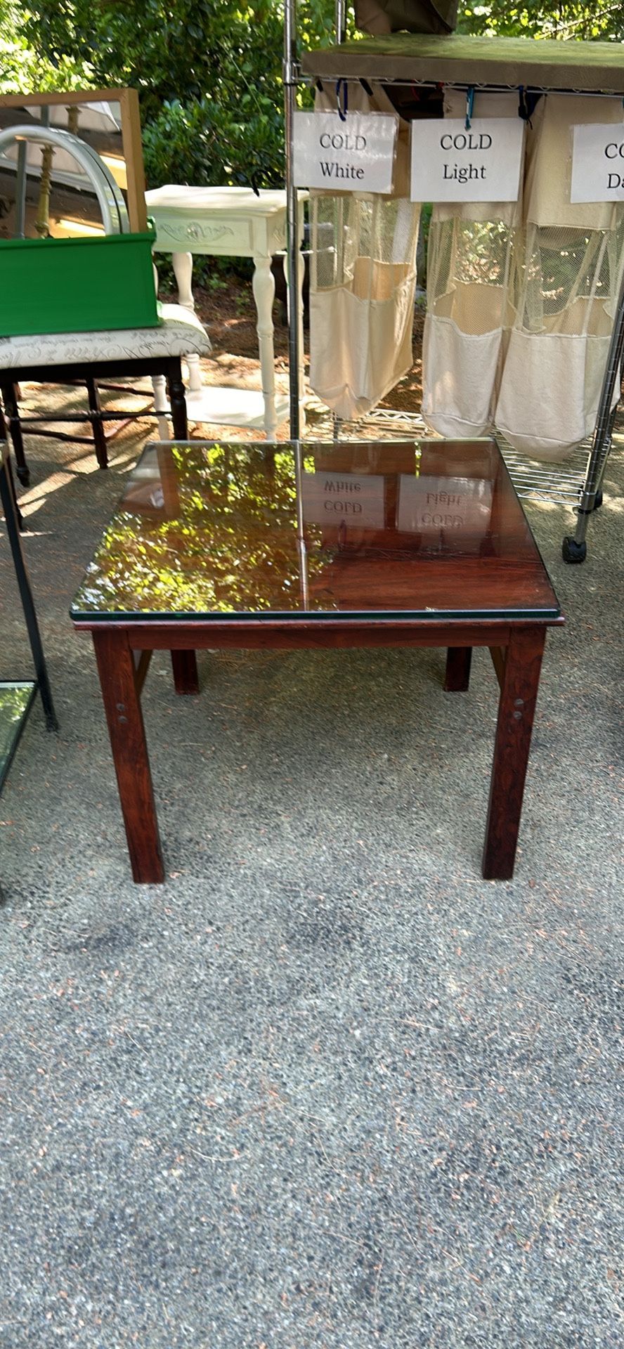 Side Table , 24" Square Top with Glass