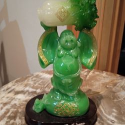 Unique Laughing Buddha Holding Bok Choy Statue