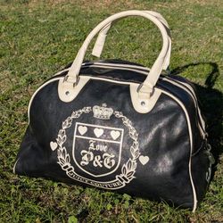 Vintage Y2K Juicy Couture Bowler Bag Black White Satchel "Princess Of A Bag" 2000s - Fair 