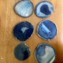 Six Blue Agate Coasters 