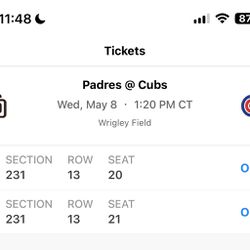 2 Chicago Cubs Tickets