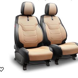 Sport Series Leatherette Front Row Set Seat Covers Universal for Cars Trucks SUV, Beige/Black, CA-SC-Sport-F-BE