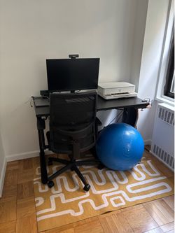 UES Full Home Office Setup: Standing Desk, Ergonomic Chair, Monitor, + Extras