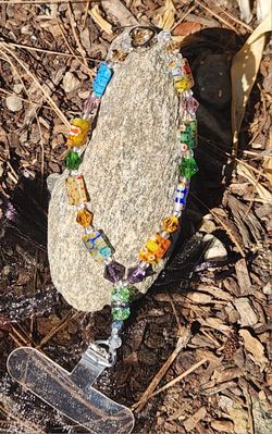 Crystal Beaded Wristlet Lanyard With Cellphone Tether