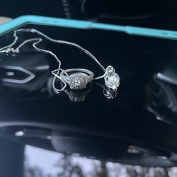 Silver Diamond Ring, Silver Pearl Necklace