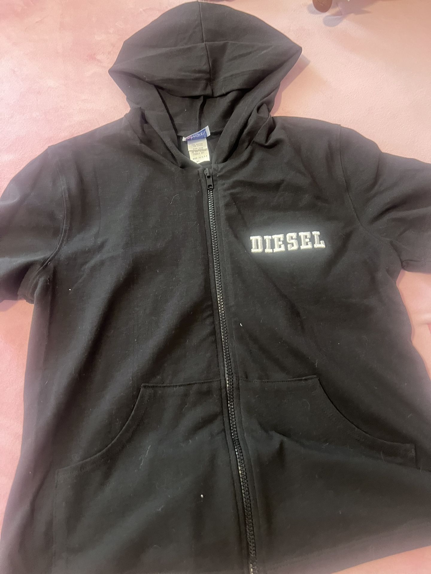 Black Short Sleeve Hoodie Shirt