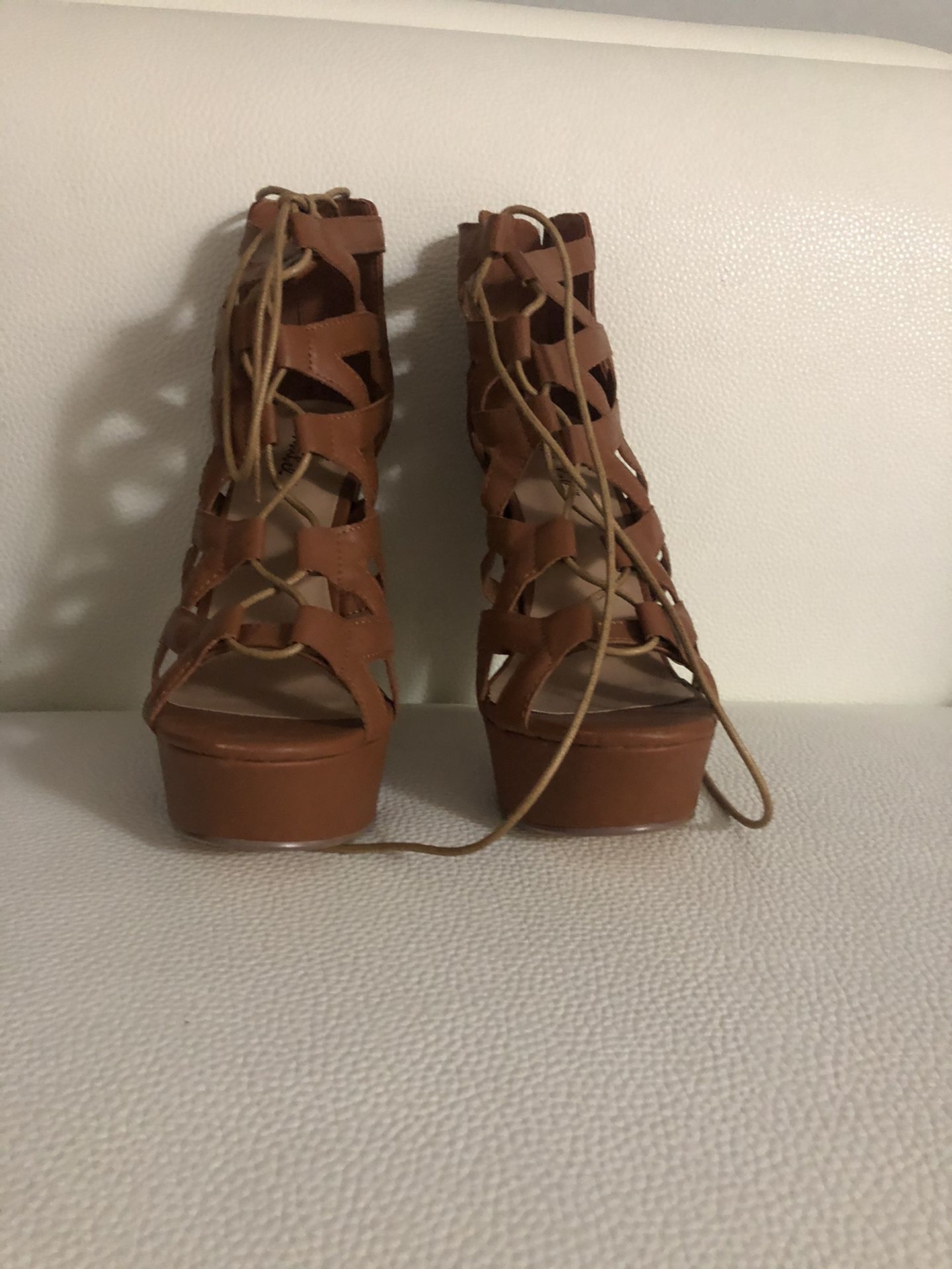 Light brown high heels