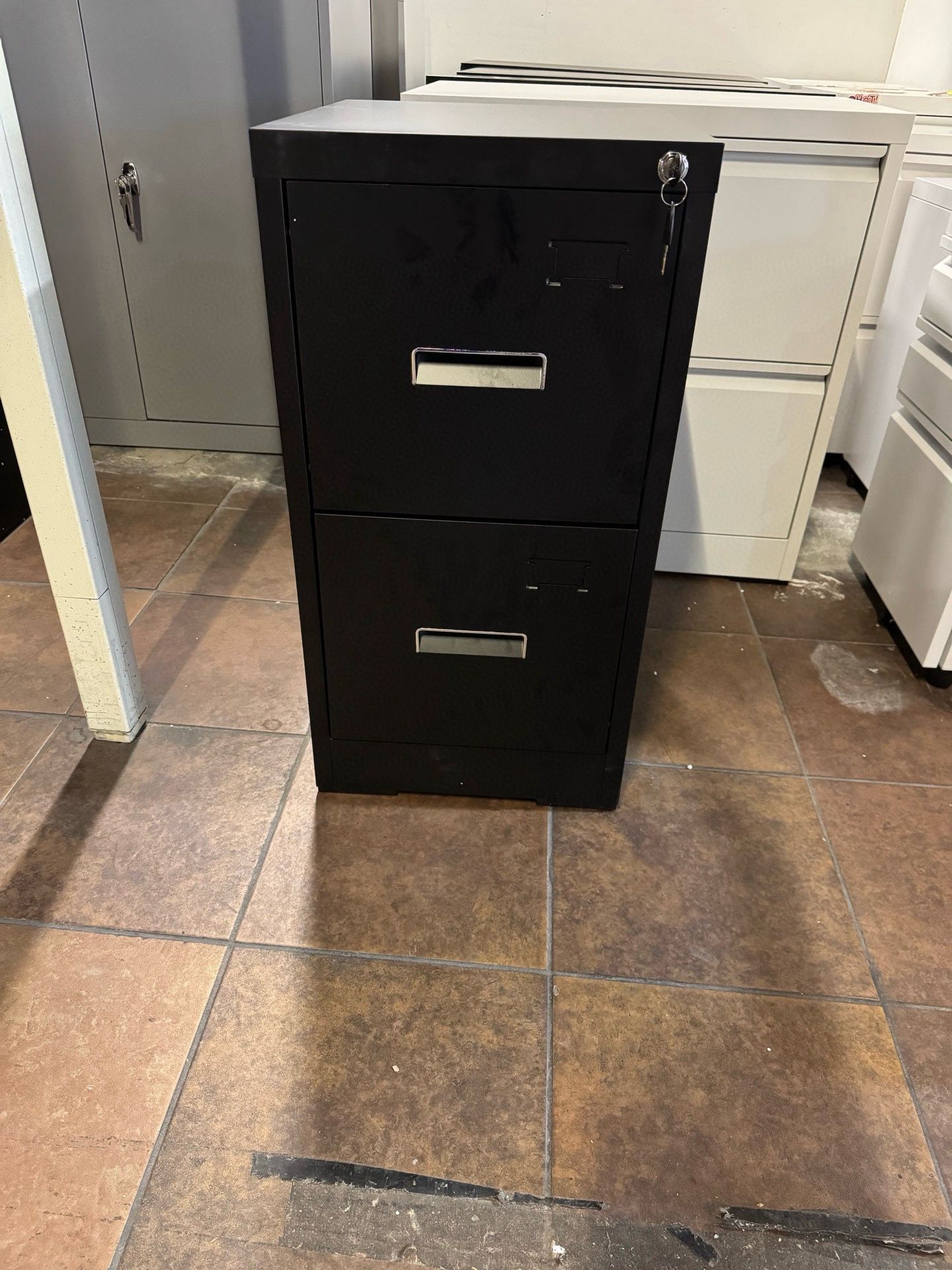 2 Drawers File Cabinet with Lock, 18" D Vertical Filing Cabinet for Home Office, Metal Black File Cabinet for Hanging Letter/F4/A4/Legal Size Folders,