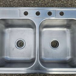 Elkay Neptune Drop-In Double Bowl 4-Hole Kitchen Sink 33”x22”