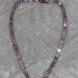 Classic Pink Tennis Necklace / Hoops