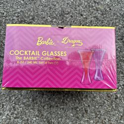 Barbie x Dragon Glassware Cocktail Glasses, Pink and Magenta Double Wall Set 2