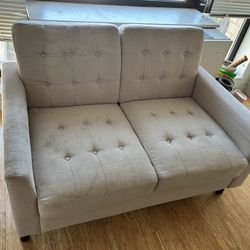 Beige Linen Loveseat