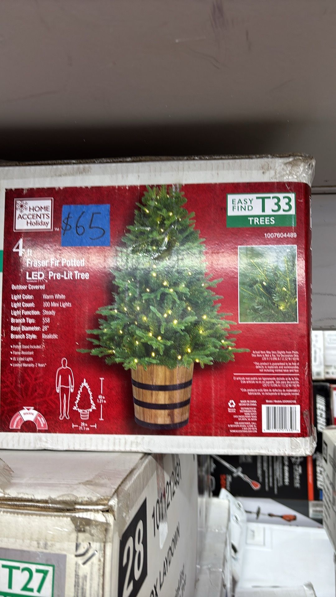 4 ft Fraser Fir Potted LED Pre-Lit Christmas Tree