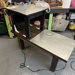 Work Table On Rollers With Metal Top