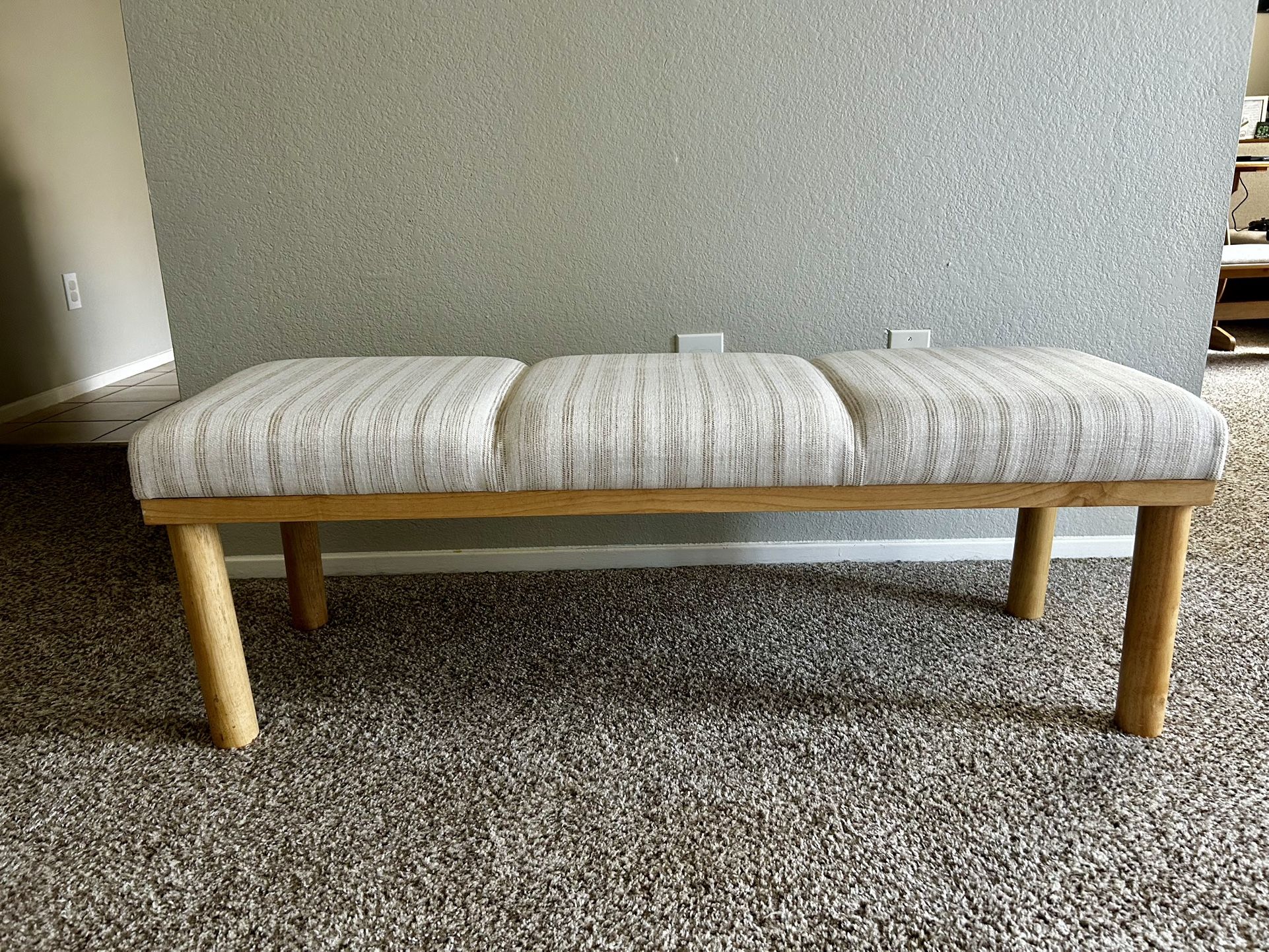 Scofield Channel Tufted Wood leg bench neutral stripe-Threshhold design with studio McGee (Target)