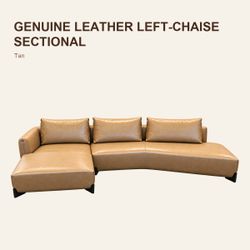 Genuine Leather Left-Chaise Sectional – Tan