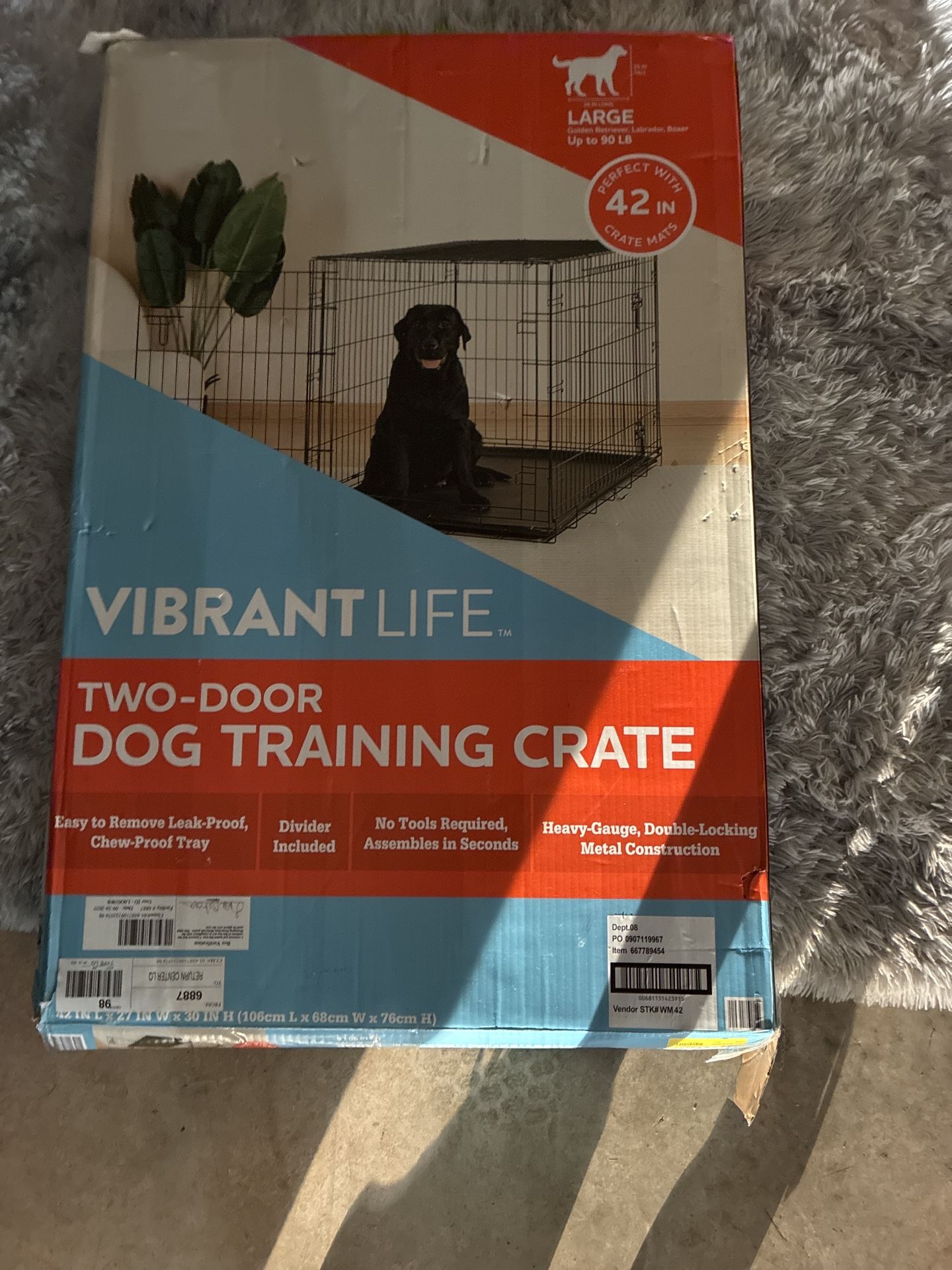 Vibrant Life 42” Dog Crate – NEW in Box – Large Size