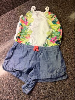 Cherokee 1pc white/green/blue 18mos