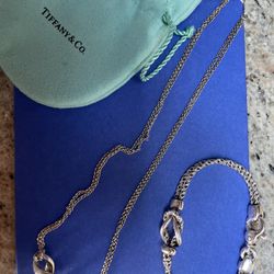 Tiffany & Co Infinity Double Chain Necklace And Bracelet Set 