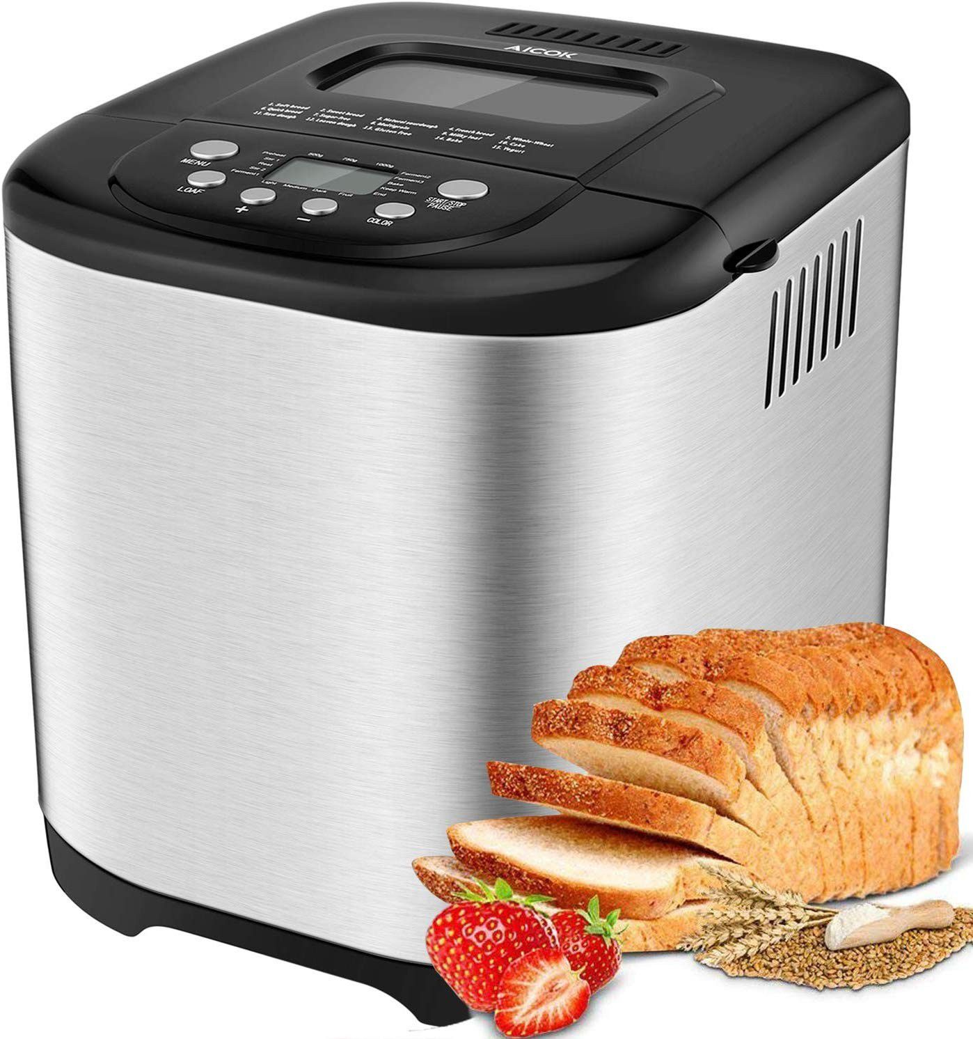 Aicok 2 LB Bread Maker, 15 Programs Bread Machine Including Gluten-Free Setting