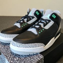 Jordan 3 Green Glow In Men's Size 11